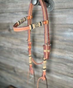 Rawhide Braided Tooled Browband Headstall